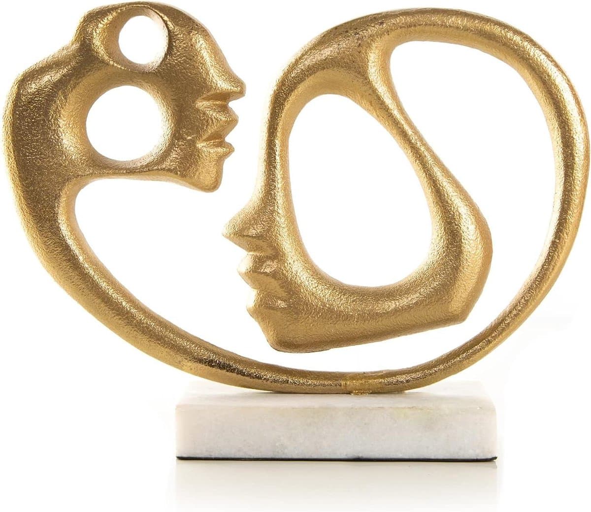 Logbuch-Verlag Goudkleurige sculptuur liefdespaar twee gezichten - nobel decoratief object geschenk paar huwelijksgeschenk liefde 30 cm — afbeelding 1