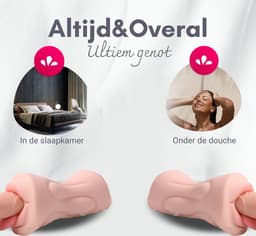 Rosebay - 2-1 Mond & Pussy Masturbator - Masturbator voor Man - Pocket Pussy - Sex Toys voor Mannen - Wit - Met Opbergzakje — thumbnail 6