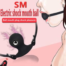 E-stim vibrerende mond gag - Elektrische schokjes - Remote control - Siliconen gag bal - Verstelbaar — thumbnail 5