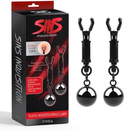 Sins Inquisition - Playful Tepelklemmen Met Gewichten- Zwart — thumbnail 4