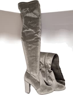 SERGIO TODZI-HOGE OVER THE KNEE LAARS-GREY-SOFTVELVET-HAK 10CM-37 — thumbnail 4