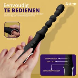 TipsToys® Prostaat Vibrator - Prostaat Stimulator met Anal Beads - 7 Vibrerende Standen - 2.7⌀ Anale Buttplug Massager - Prostate Sex Toys voor Mannen, Vrouwen en Koppels - Waterdicht, Vibrerend & Oplaadbaar - Siliconen - Zwart — thumbnail 2