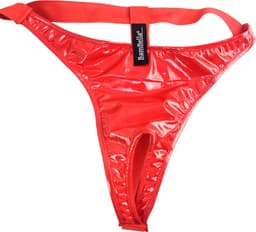 BamBella ® - String Maat Onesize S M L - Datex Rood (Latex en stof SM kleding BDSM erotische heren kleding ondergoed lingerie onderbroek zwart — thumbnail 2