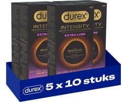 Durex Intensity Extra Glijmiddel Condooms - 10 stuks - Nieuwste generatie ultradunne, latexvrije condooms – Gedeelde lichaamswarmte x5