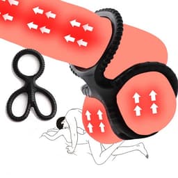 Cockring + Ballen Spreider - Zwart - Siliconen - 2 In 1 - Scrotum — thumbnail 1