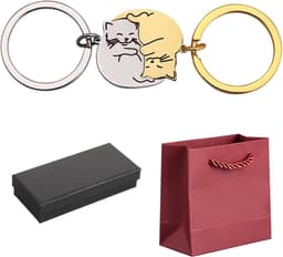 Keychain Set voor Stellen - Stijlvolle Cadeauset met Roze Cadeauzak - Perfecte Romantische Cadeaus voor Hem en Haar - Uniek en Betekenisvol — thumbnail 1