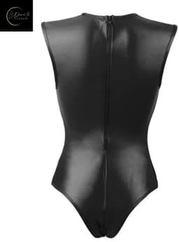 Sexy Lingerie Body Dames – Luxe Lingerie – Zwart – Wetlook Lingerie met Cut-Out Detail – Lak – Latex – Erotische Lingerie – Bodysuit – Lingerieset – Kinky – Erotische Body – BDSM – Shapewear Corset – Leer – PU Top – Dare to Undress Maat S, M, L, XL — thumbnail 14