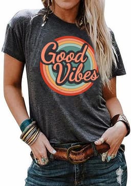 Dames T-shirt met Regenboog Print - Zomer Korte Mouwen Ronde Hals — thumbnail 1