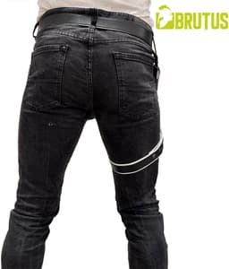 BRUTUS Leather Leg Harness Black-White — thumbnail 3