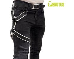BRUTUS Leather Leg Harness Black-White