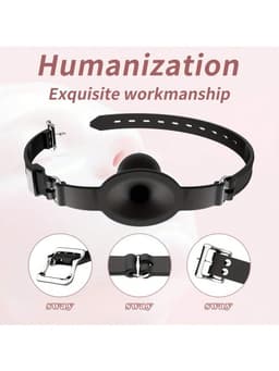 Oneay Siliconen mondknevel met ademgat – Verstelbaar BDSM accessoire – Geschikt voor diepe keeltraining en erotisch spel voor mannen, vrouwen en stellen — thumbnail 6