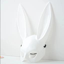 Konijnenmasker Wit Lange Oren Halloween Verkleedaccessoire — thumbnail 3