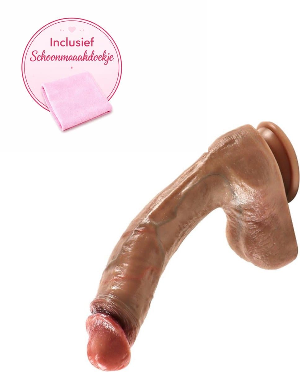 DILDO XXL met zuignap 27 cm - Super realistisch gevoel - Luxe Uitvoering - Flexibel - Siliconen - Inclusief Schoonmaakdoekje — afbeelding 1
