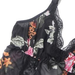 Zeloria Sexy Mesh Nachtjurk met Bloemenprint en Split – Transparante Lingerie Jurk met Kant en Slip – Verleidelijke Nightgown Dames – S — thumbnail 5