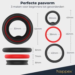 Cockring Siliconen - Nappex™ Fuego Penisring 3 Maten voor Perfecte Fit [Discreet Verzonden] - Sex Toys voor Mannen en Koppels - BDSM - Rekbare Ballstretcher - Penis Sleeve - Kamasutra - Seksspeeltjes Zelf Aftrekken - Erotiek — thumbnail 7