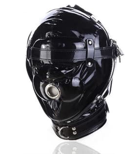 BDSM Masker - One Size - PU Leder - 3 Sloten - Choker - Gewatteerd - Blinddoek — thumbnail 1