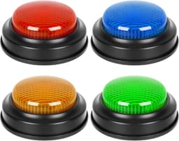 Spel Antwoord Zoemer - Quiz Geluidsknop - Spelshow Thuis - Vier Verschillende Geluiden - 9x9x3.5cm Per Knop — thumbnail 1