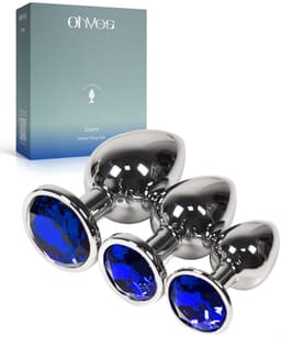 Metalen Buttplugs voor mannen en vrouwen - Erotiek & Seksspeeltjes - Buttplug Set 3-Delig - Anale speeltjes & Butt Plug - Blauw — thumbnail 1