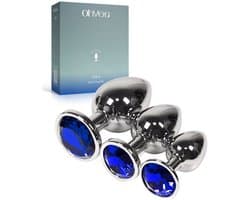 Metalen Buttplugs voor mannen en vrouwen - Erotiek & Seksspeeltjes - Buttplug Set 3-Delig - Anale speeltjes & Butt Plug - Blauw