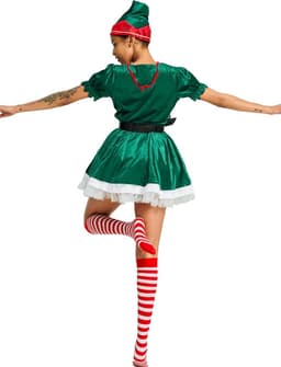 Kerst Jurk Elf Kostuum voor Dames Inclusief Accessoires Feestelijk Rollenspel — thumbnail 2
