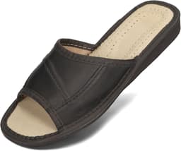 Dames Slippers Echt Leer Zomer Open Teen Steekdetails Diverse Kleuren — thumbnail 1