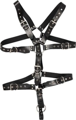 Zado – Ultieme Lederen Body Harnas met Testikel Ring en Studs Meervoudige Gespen – Zwart — thumbnail 1