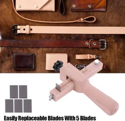 Strip And Strap Cutter Leather Craft DIY Hand Cutting Tool Adjustable With 5 Blades Professional Wooden Leather - ShopVlot — thumbnail 3