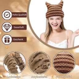 Handschoenen en Beanie, Fairy Grunge Accessoires, Gescheurde Handschoen en Hoed Gestreepte Gehaakte Slouchy Hoed, Winter Warme Gebreide Alt Hoofddeksels Accessoires, Grunge Kleding Fairy Grunge — thumbnail 5