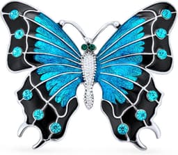 Statement Crystal Accent Geel Oranje Golden Aqua Blauw Zwart Clear Tuin Libelle Firefly Fladderende Filigraan Vlinder Broche Sjaal Pin Voor Vrouwen Tieners Zilver Verguld, Eén maat, Kristal, — thumbnail 1