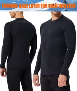 Thermoshirt voor heren, lange mouwen, fleecevoering, herfst en winter, warm bovenstuk, lange mouwen, voor voetbal, skiën, wintersport — thumbnail 2