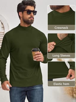 Herenshirt met hoge kraag, thermo-rolkraag, slim fit met sweatshirt, elastisch, lange mouwen, voor winter en kou — thumbnail 3