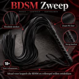 Nina’s Giftshop® BDSM Zweep Zwart – PU Leer – Erotische Zweep – BDSM Accessoire – Seksspeeltje voor Koppels – Volwassenen – Cadeau voor Hem & Haar – Valentijn Cadeau — thumbnail 3