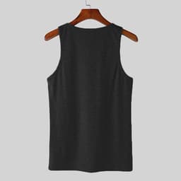 Losse tanktop voor heren, mouwloos, effen, V-hals, opengewerkt, dun — thumbnail 3