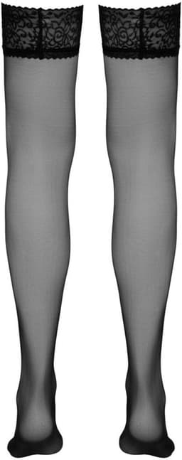 Cottelli Collection – Net Kousen Stay Up Variant met Siliconen Sluiting Anti Slip – Maat L – Zwart — thumbnail 5