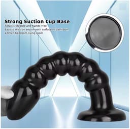 Dildo Buttplug Model Oliver – Geribbelde Structuur met Brede Voet – 28 cm – Siliconen – Waterbestendig – Zwart — thumbnail 2