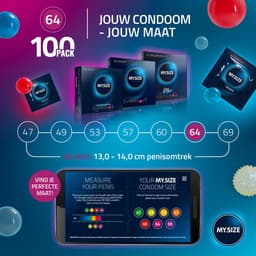 MY.SIZE 100 Condooms 64 mm Megaset Classic+Mix+Pro I Maat 1 I 100 stuks voordeelverpakking I Extra dun Premium condoom I Zeer dun gevoelig I Dunne wand I Vegan condooms I Condooms voor mannen — thumbnail 5