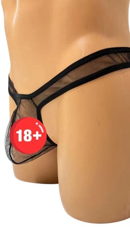 Zwart Transparant Tulle Herenstring Elastische Fit XS tot XL Comfortabele Onderbroek — thumbnail 5