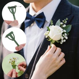 20 Stks Boutonniere Pins Corsage Pins Boutonniere Broche Bloem Ijzer Plastic Groene Bloemen Driehoek Vorm Broche Bevindingen Veiligheidsspeld voor Bruid Bruidegom Bruiloft DIY Festivals — thumbnail 2