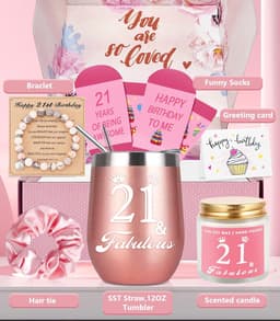 Verjaardagscadeau Set - Geschenkdoos Vrouw - 21e Verjaardag Vieren - Compleet Samengesteld - 7 Delig - Rosé — thumbnail 4