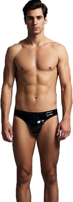 Heren ondergoed latex slip - zwart - sexy g-string - perfect voor cosplay - ShopVlot — thumbnail 1