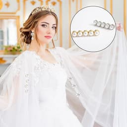 10st Magnetische Hijab Pins, Dubbelzijdige Parels Hijab Multifunctionele Parel Bruidssluier Gewichten Bruiloft Sluier Gewichten Magnetische Parels voor Vrouwen Meisjes Kleding(5 Goud & 5 Zilver) — thumbnail 4