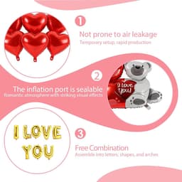 Decoratie Set - Romantische Ballonnen - Huwelijksaanzoek Vieren - Compleet Romantisch Pakket - 1000 Rozenblaadjes - Goud Rood — thumbnail 2