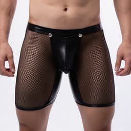 Heren Lingerie - Onderbroek - Open Kont Ondergoed - PU Leer — thumbnail 4