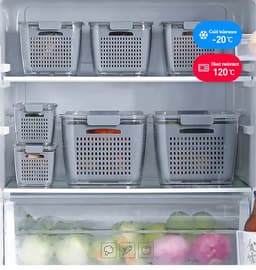 Plastic Opbergdoos Groenten Fruit Vers Houdendoos Koelkast Mesh Sieve Storage Organizer Mand Keukengereedschap Keukengereedschap (Color : 3PCS) — thumbnail 3