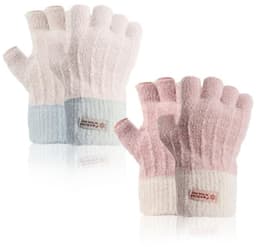 Dailygoods- Vingerloze Handschoenen - 2 Paar - Thermische Winterhandschoenen - Warme Gebreide Halve Vingers - Typen Handschoenen voor Hardlopen - Geschikt voor Dames - Vingerloze Wanten — thumbnail 1