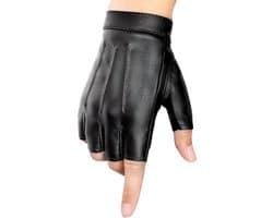 Handschoenen vingerloos, PU lederen anti-slip handschoenen met halve vingers voor heren dames motor rijhandschoenen
