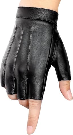 Handschoenen vingerloos, PU lederen anti-slip handschoenen met halve vingers voor heren dames motor rijhandschoenen — thumbnail 1