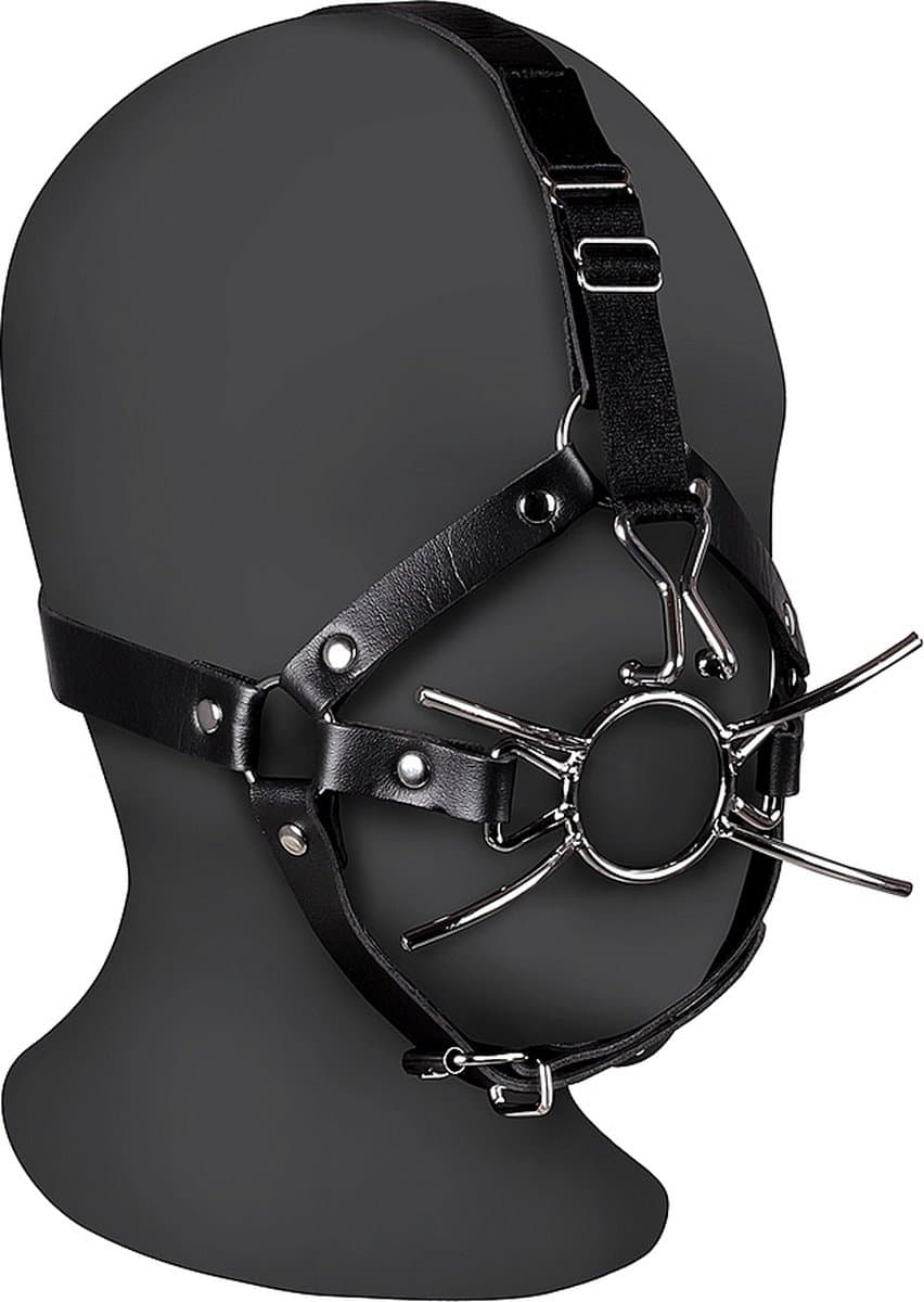 Shots - Ouch! Head Harness met Spider Gag en Neushaken - Zwart — afbeelding 1