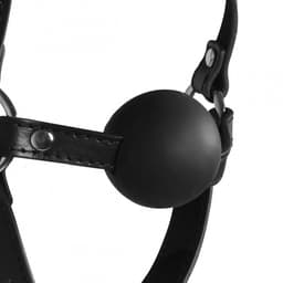 Hoofdharnas met Solid Ball Gag - Zwart — thumbnail 10
