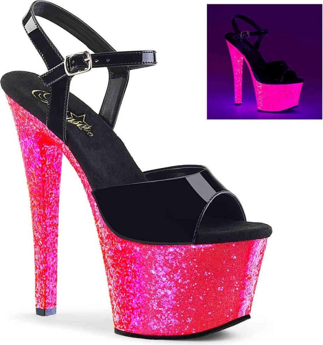Pleaser - SKY-309UVLG Sandaal met enkelband, Paaldans schoenen - Paaldans schoenen - 40 Shoes - Roze — afbeelding 1